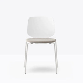 Pedrali Babila 2730/A chair with white steel legs - technopolymer shell and upholstered seat White BI200 White BI Fabirc G66 - Buy now on ShopDecor - Discover the best products by PEDRALI design